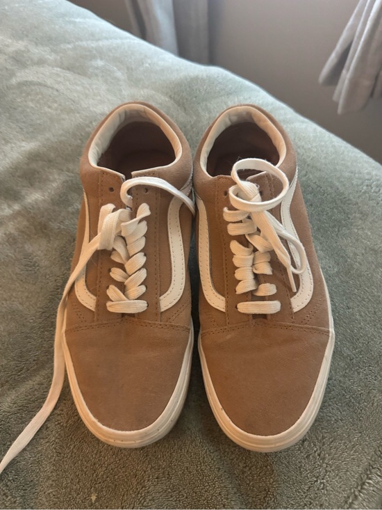 Vans Shoes - Vans Tan Suede Platform Sneakers with White Stripe